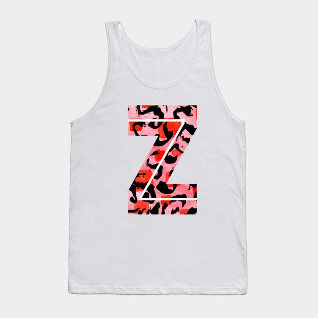 Letter Z Watercolour Leopard Print Alphabet Red Tank Top by Squeeb Creative